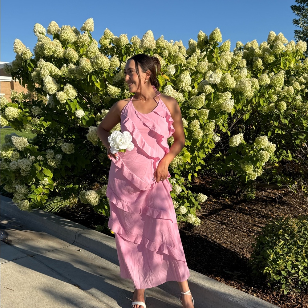 Amazon Pink Ruffle Maxi Dress